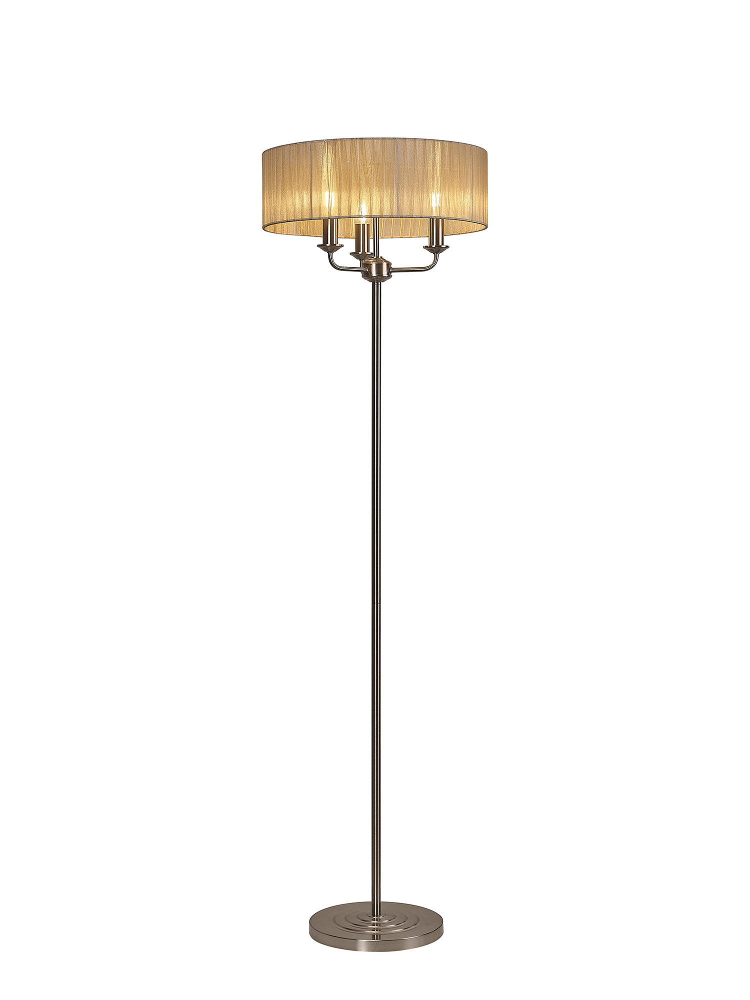 DK0929  Banyan 45cm 3 Light Floor Lamp Satin Nickel, Soft Bronze